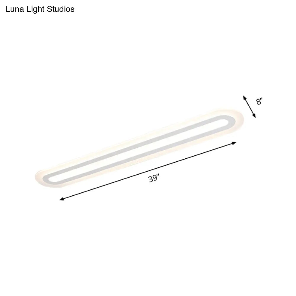 Simplicity Oval Acrylic Flush Mount Led Ceiling Light In Warm/White - Choice Of 31.5 39 Or 47 Width