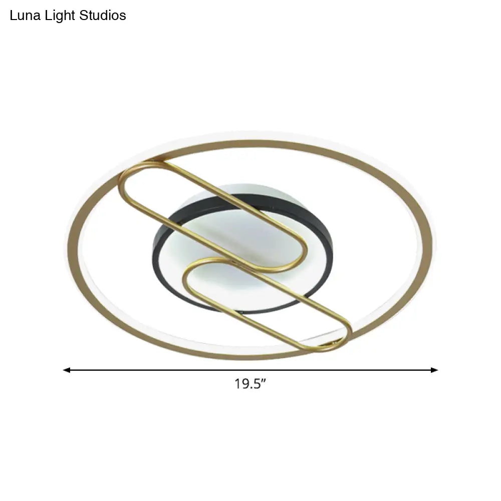 Simplicity Ring And Oval Led Ceiling Light In Gold 16’/19.5’ Wide - Ideal For Sleeping Rooms