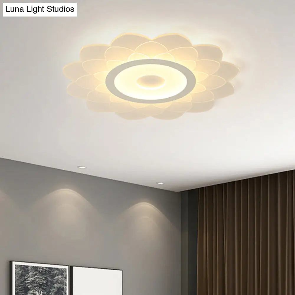 Simplicity White Acrylic Sunflower Flushmount Led Ceiling Lamp For Bedroom