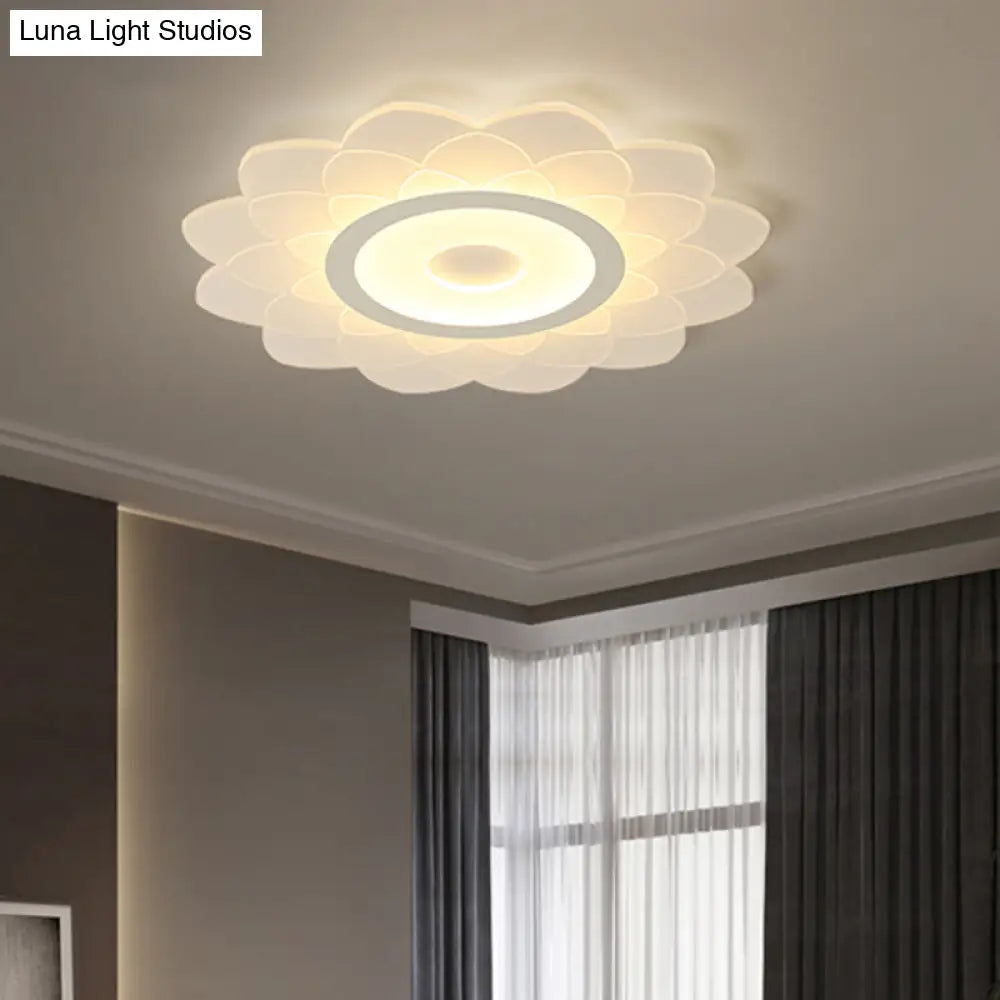 Simplicity White Acrylic Sunflower Flushmount Led Ceiling Lamp For Bedroom