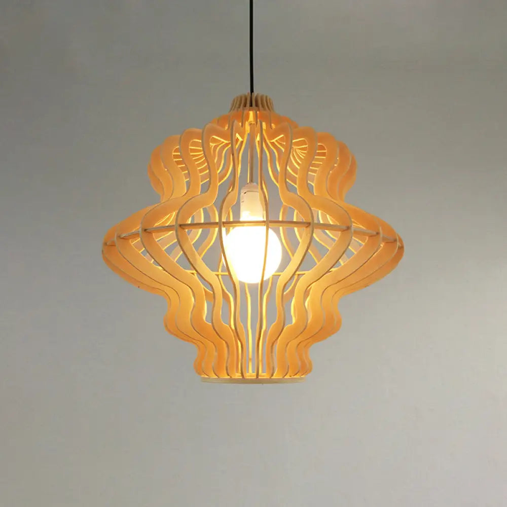 Simplicity Wood 1-Light Restaurant Pendant Light Fixture With Shaded Suspension / N