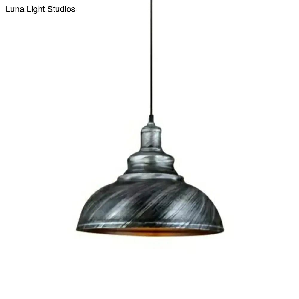 Vintage Metal Pendant Hanging Lamp With Single-Bulb For Dining Room Lighting Silver / 12