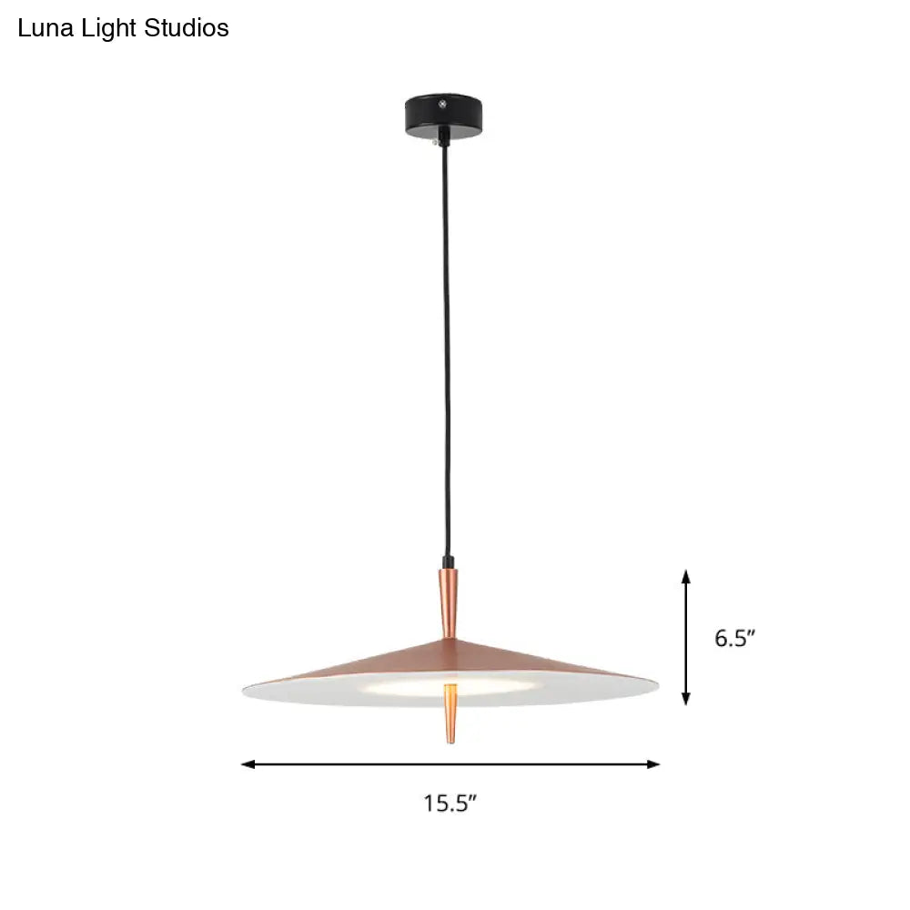 Sleek 1-Light Led Pendant In Rose Gold And White Acrylic