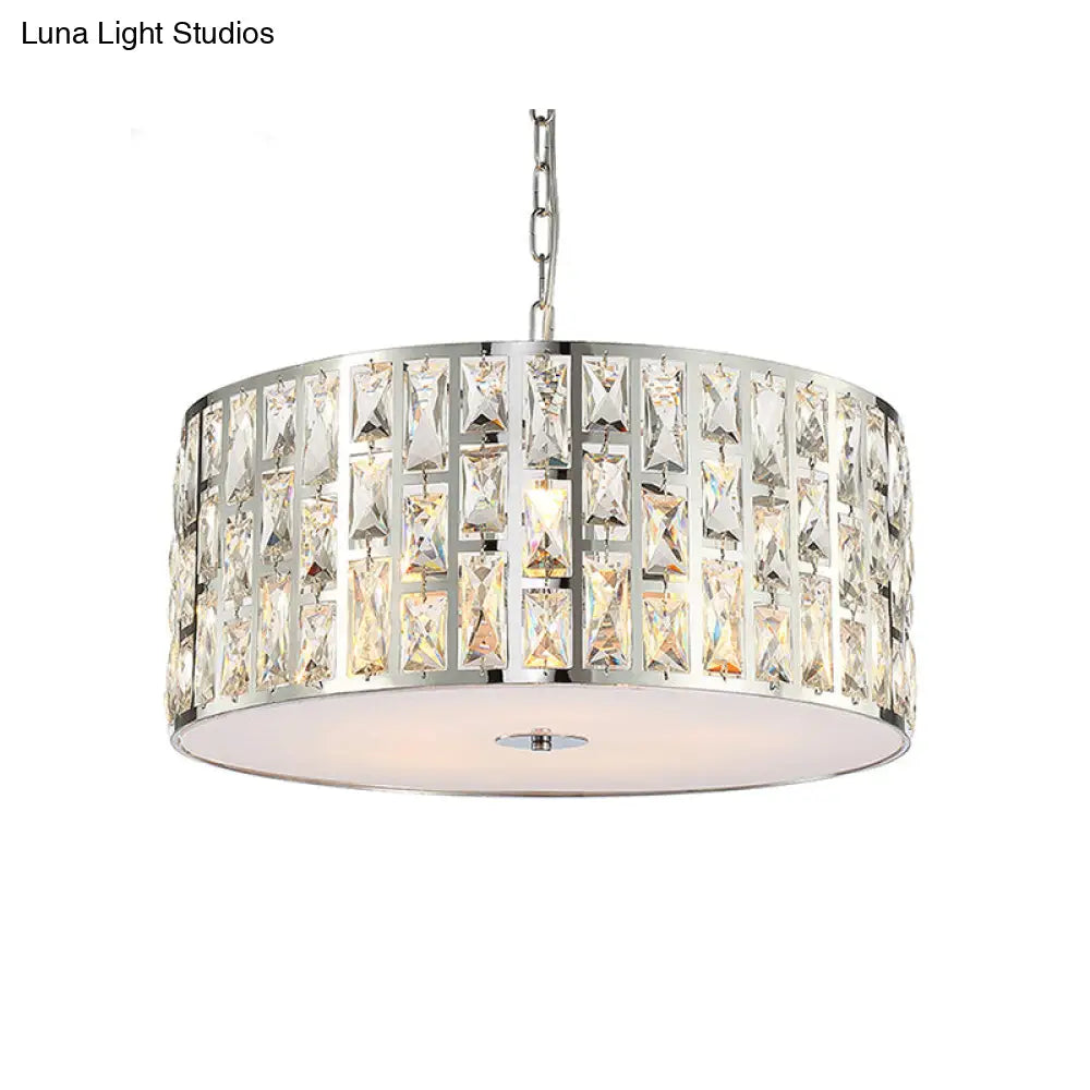 Sleek 5-Light Crystal Chandelier In Chrome With Diffuser – Elegant Hanging Ceiling Fixture