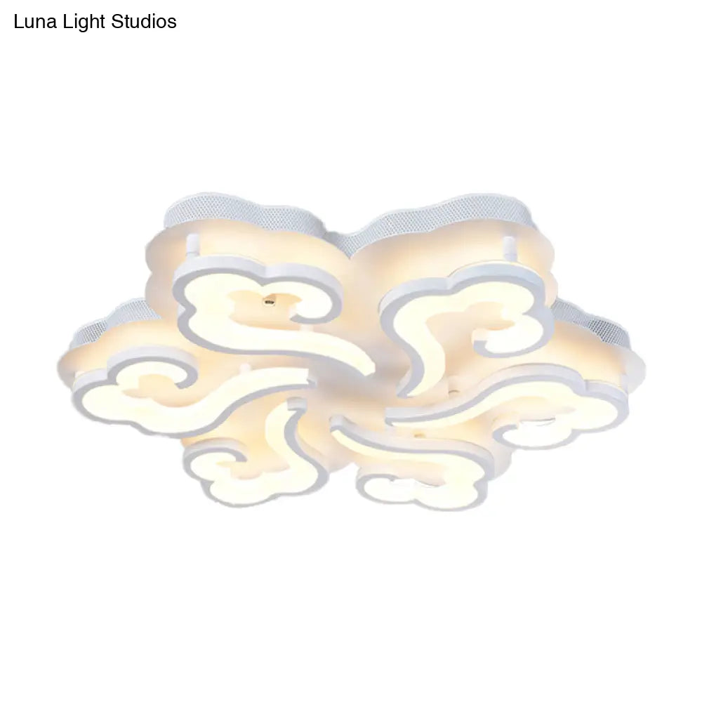 Sleek Acrylic Cloud Led Flush Ceiling Lamp With 4/6/12 Simplicity Lights | Warm/White/Natural Light
