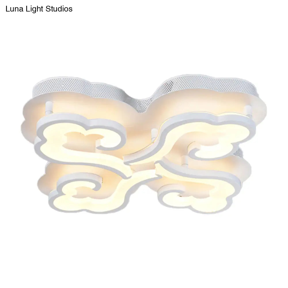 Sleek Acrylic Cloud Led Flush Ceiling Lamp With 4/6/12 Simplicity Lights | Warm/White/Natural Light