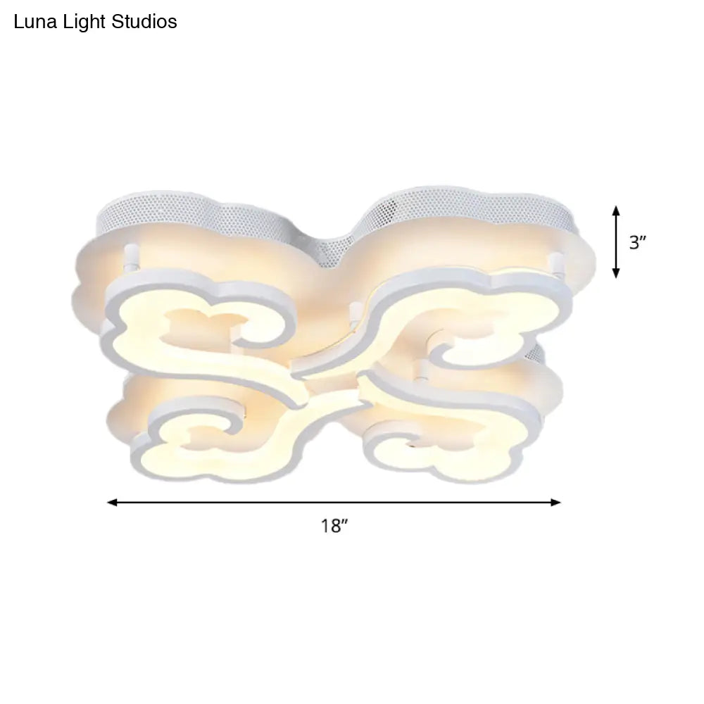 Sleek Acrylic Cloud Led Flush Ceiling Lamp With 4/6/12 Simplicity Lights | Warm/White/Natural Light
