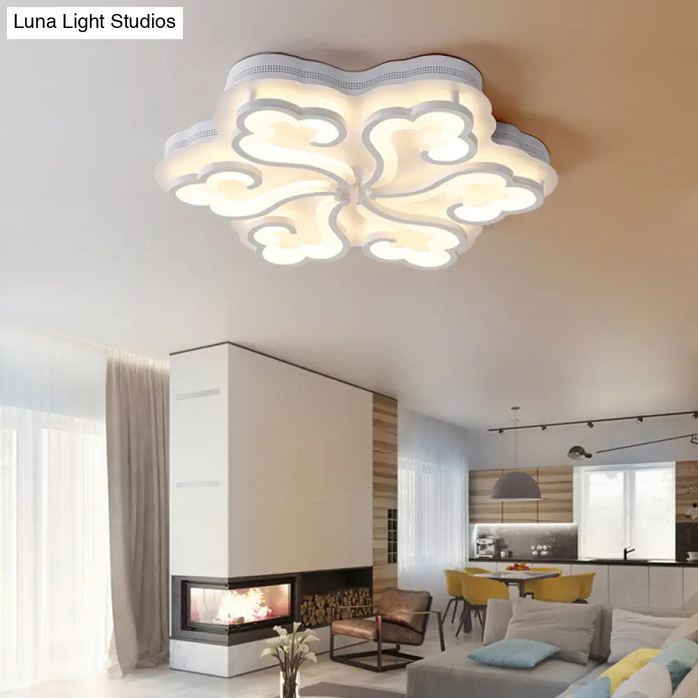 Sleek Acrylic Cloud Led Flush Ceiling Lamp With 4/6/12 Simplicity Lights | Warm/White/Natural Light