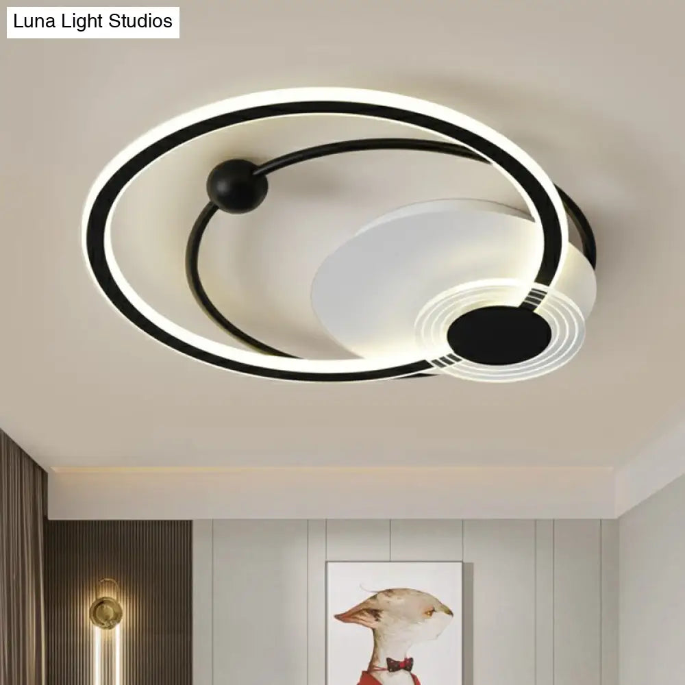 Sleek Acrylic Flush Mount Led Ceiling Light For Bedroom With Loop Design