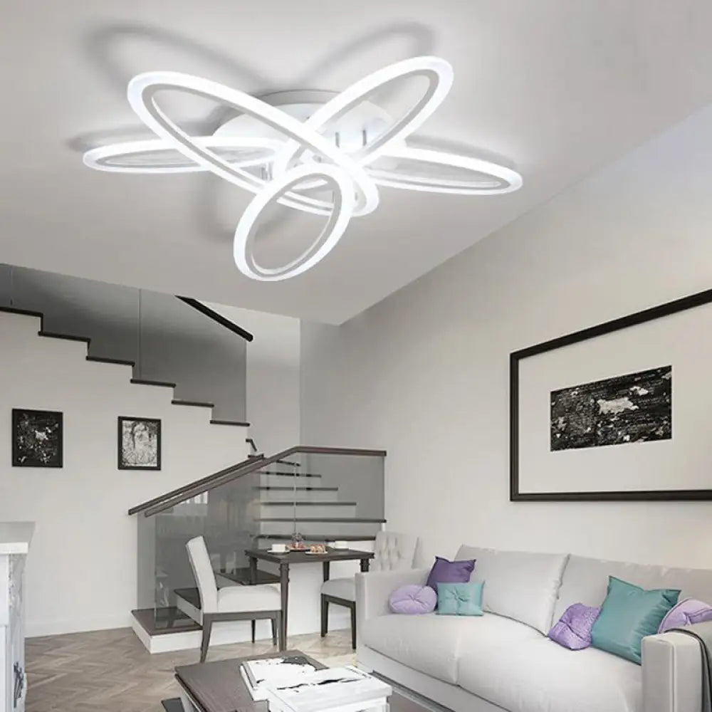 Sleek Acrylic Semi Flush Ceiling Light - Oval Shape 31.5’/47’ Width 3/5 Bulb Options Warm/White
