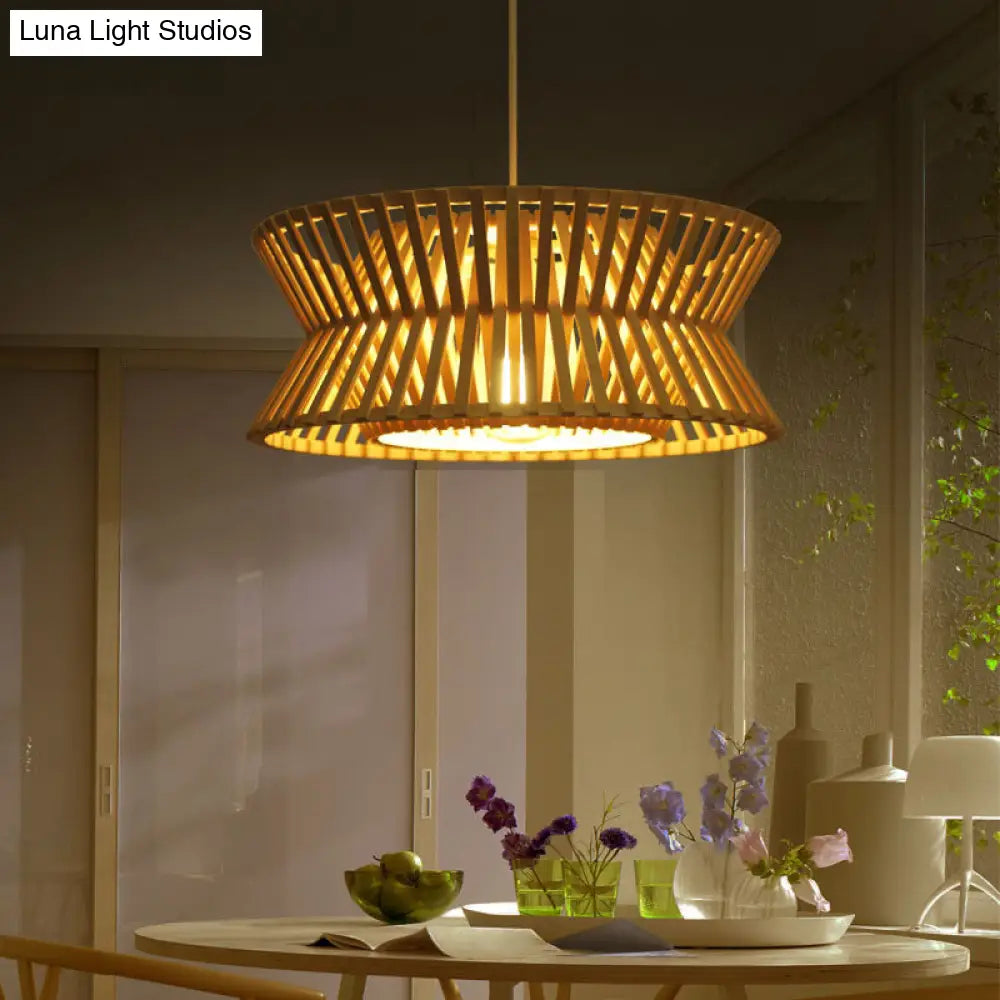 Sleek Bamboo Pendant Light With Hourglass Suspension For Minimalistic Ceiling Lighting