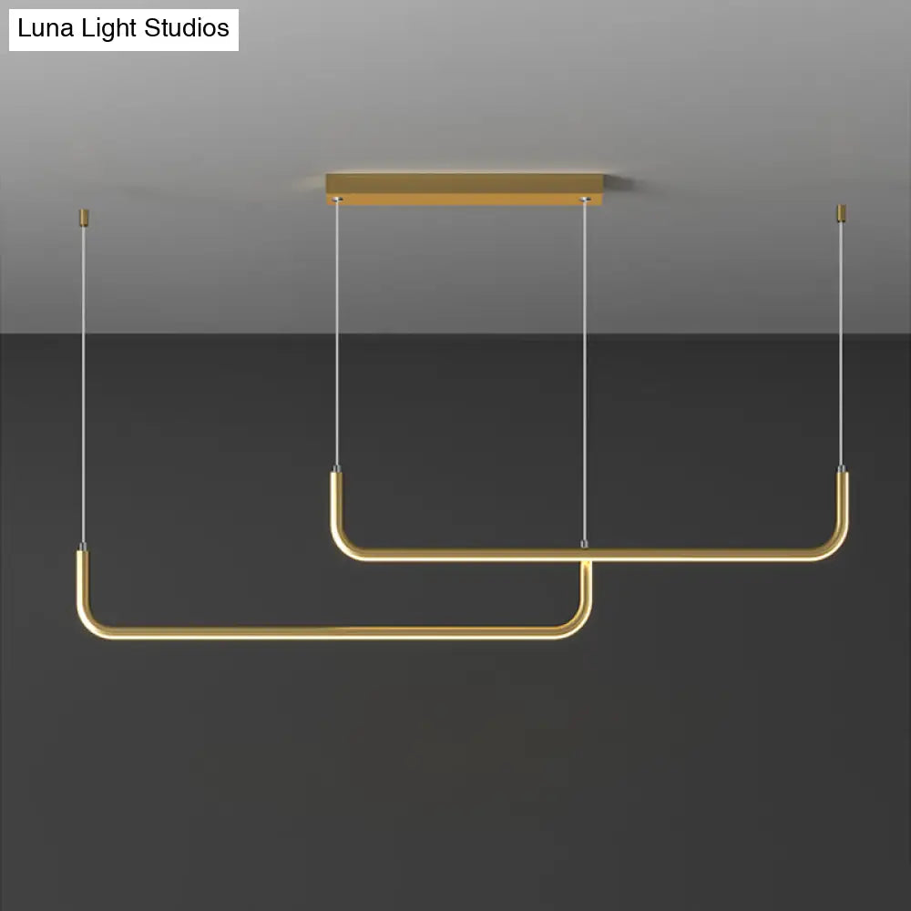 Sleek Black And Gold Led Linear Pendant Light For Dining Table 39/59 Width