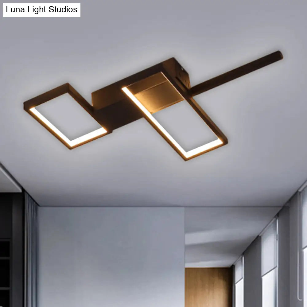 Sleek Black/Gold Rectangle Semi Flush Led Ceiling Light - 19’/27.5’/35.5’ L Easy - To -