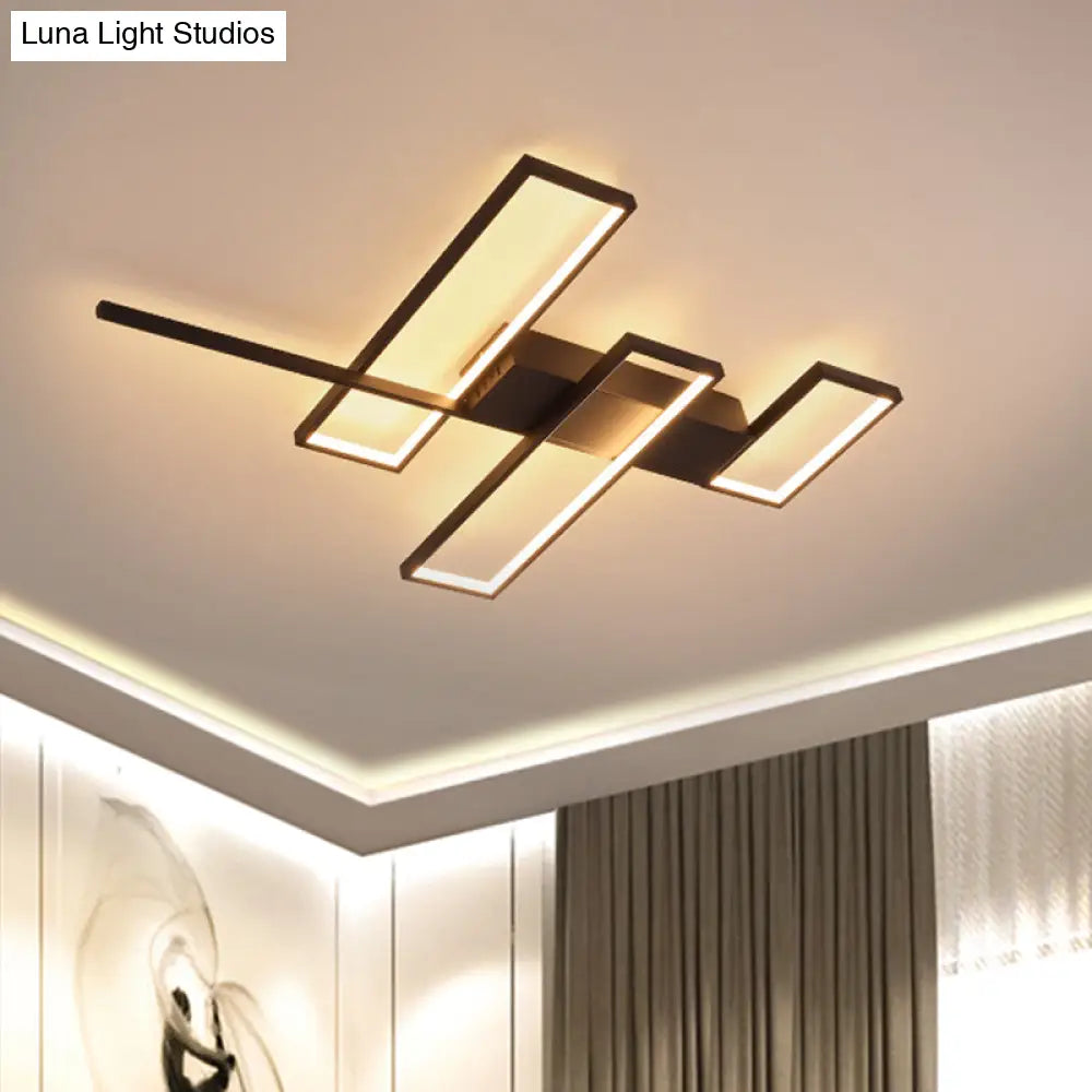 Sleek Black/Gold Rectangle Semi Flush Led Ceiling Light - 19’/27.5’/35.5’ L Easy - To -