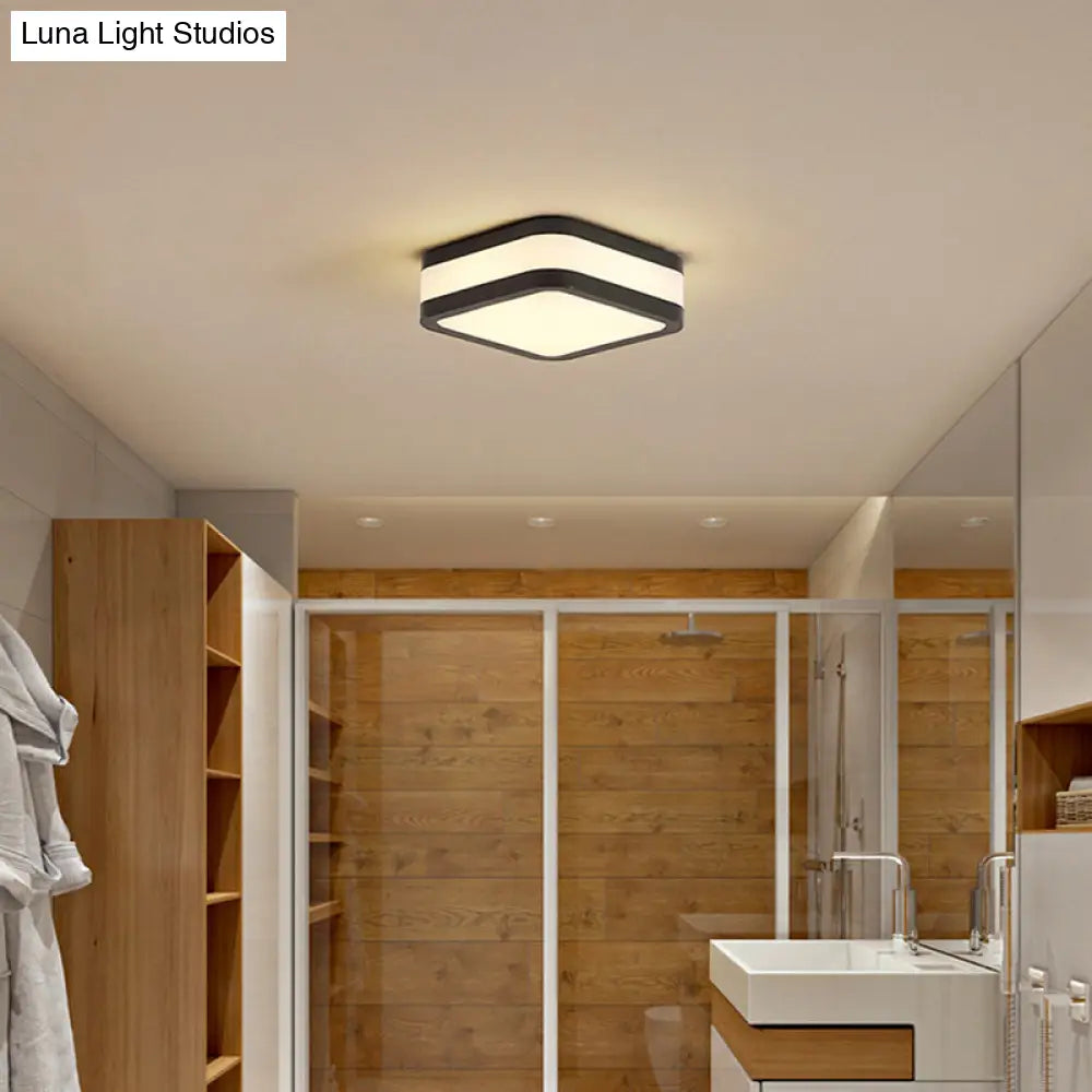 Sleek Black/White Cuboid Led Ceiling Light With Simple Style And Acrylic Finish In Warm/White