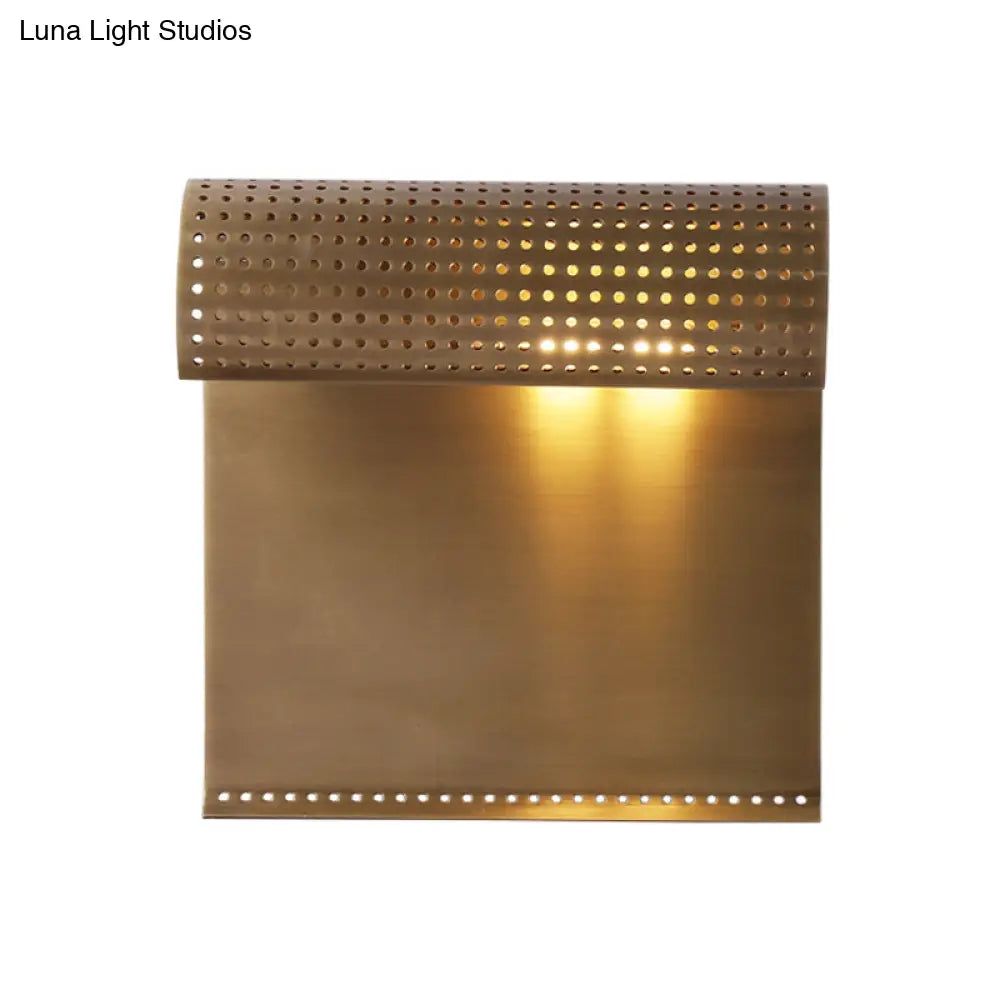 Sleek Brass Wall Sconce: Scrolled Design Mounted 1-Bulb Ideal For Bedroom Lighting
