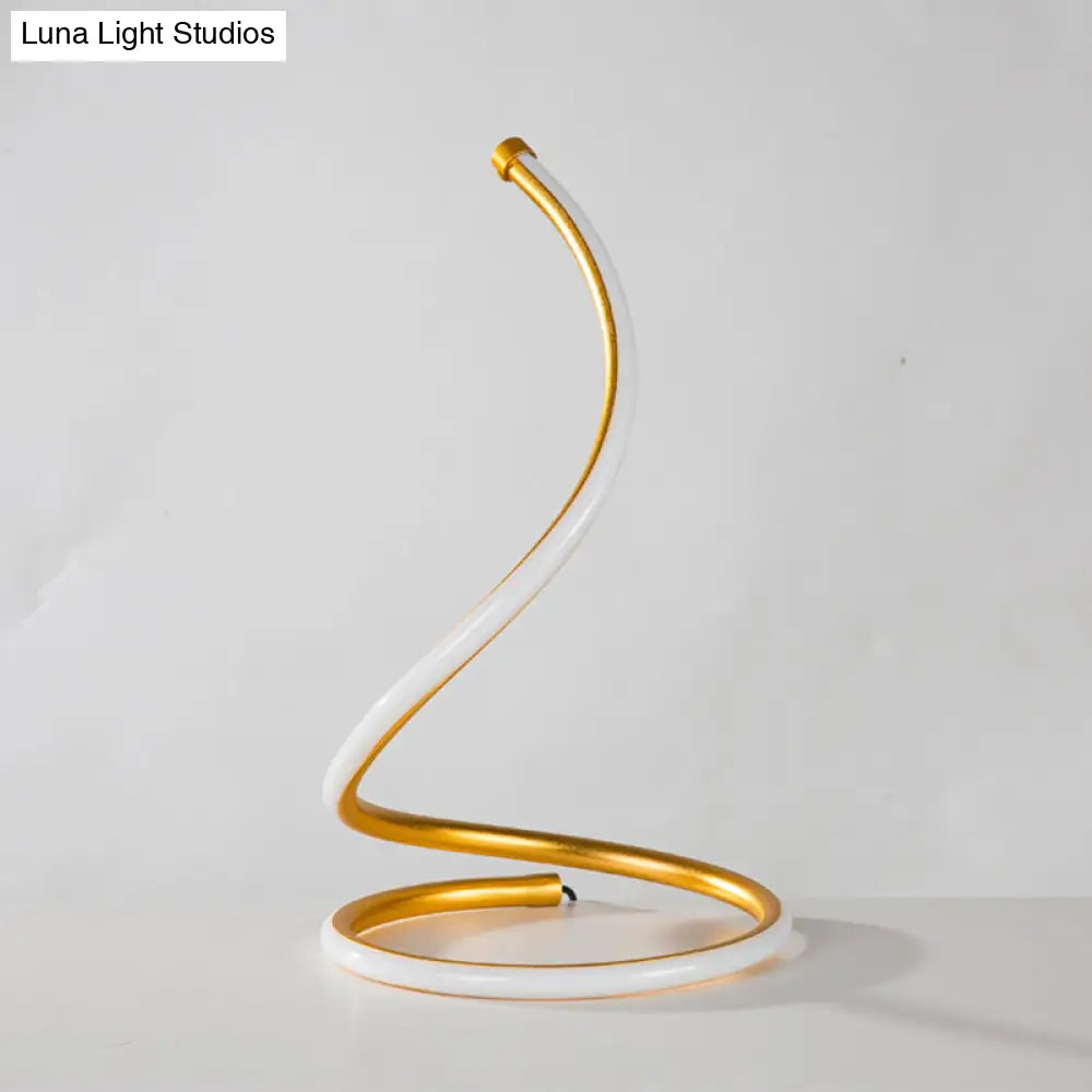 Sleek Curved Led Night Table Lamp In Gold/Silver With Minimalist Acrylic Design White/Warm Light