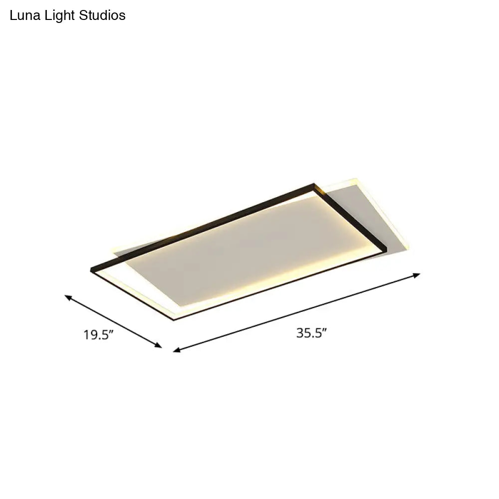 Sleek Dual Flush Mount Simplicity Acrylic Black Led Ceiling Light - Warm/White Lighting