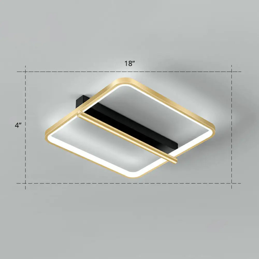 Sleek Geometrical Flush Ceiling Light In Black - Gold Finish - Simplicity Acrylic Flushmount For