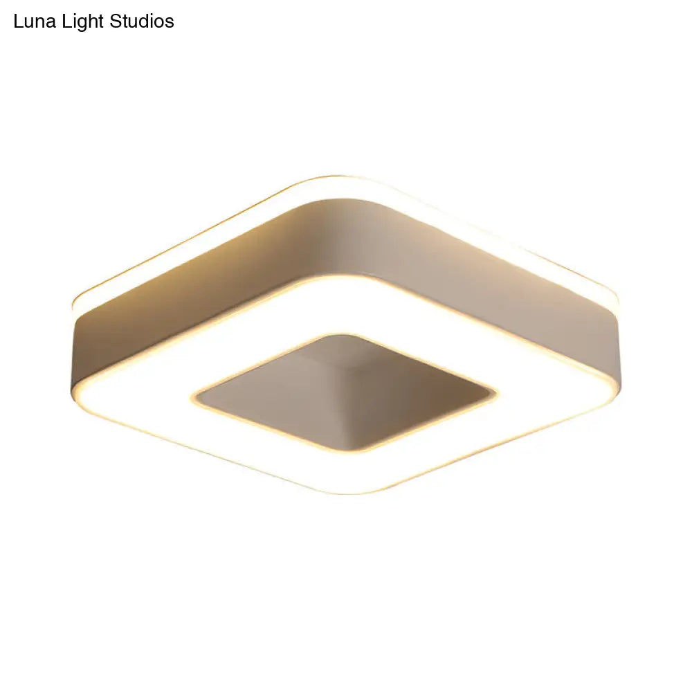 Sleek Led Corridor Ceiling Light With Simple Black/White Flush Mount & Small Square/Round Acrylic