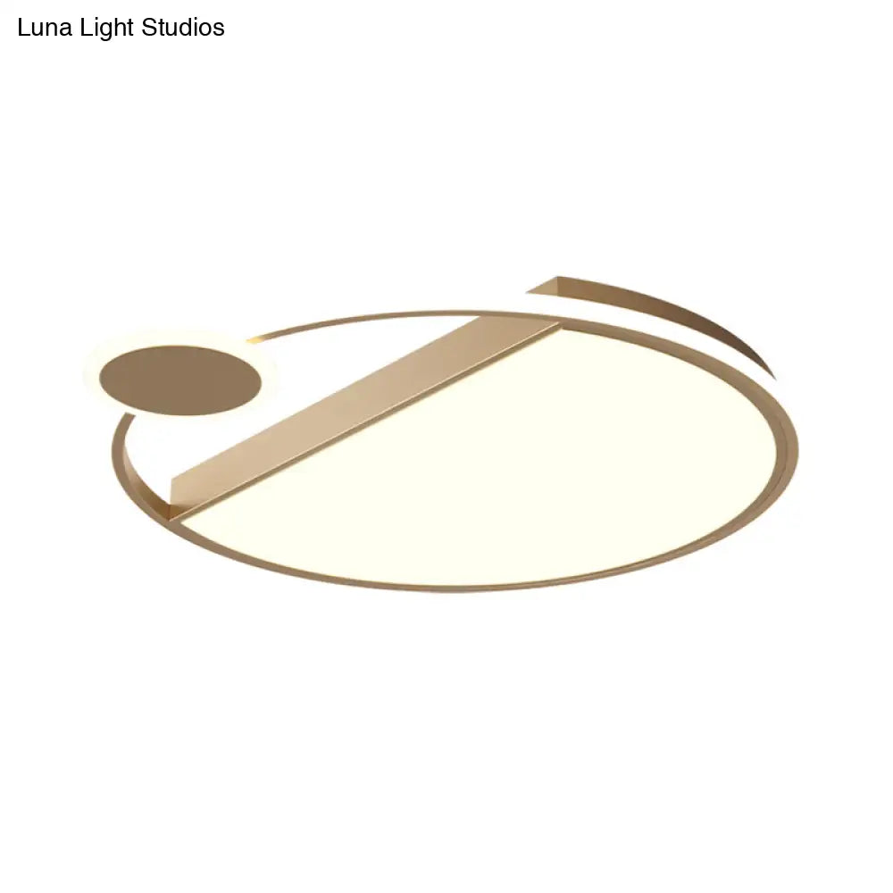 Sleek Led Flushmount Ceiling Light: Simplicity Black/Gold Rounded Thin Design With Acrylic Shade -