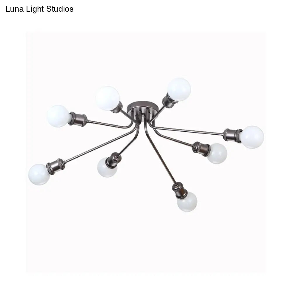 Sleek Linear Metallic Ceiling Lamp: Beautiful Semi-Flush Light For Kid’s Bedroom