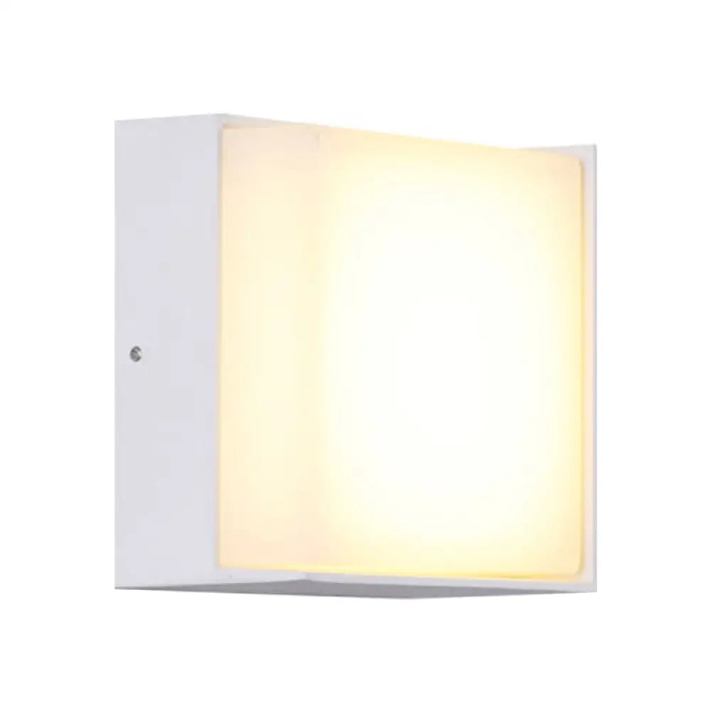 Sleek Metal And Acrylic Wall Sconce: Simplistic Round/Square Shade With Warm/White Led Lighting For