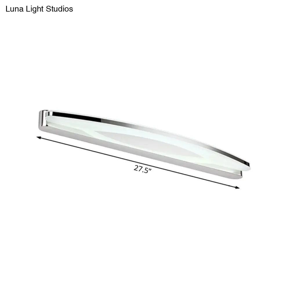 Sleek Modern Metal Vanity Lighting: Oval Shade Led Wall Light Sconce In Chrome 15/21 Dia Warm/White