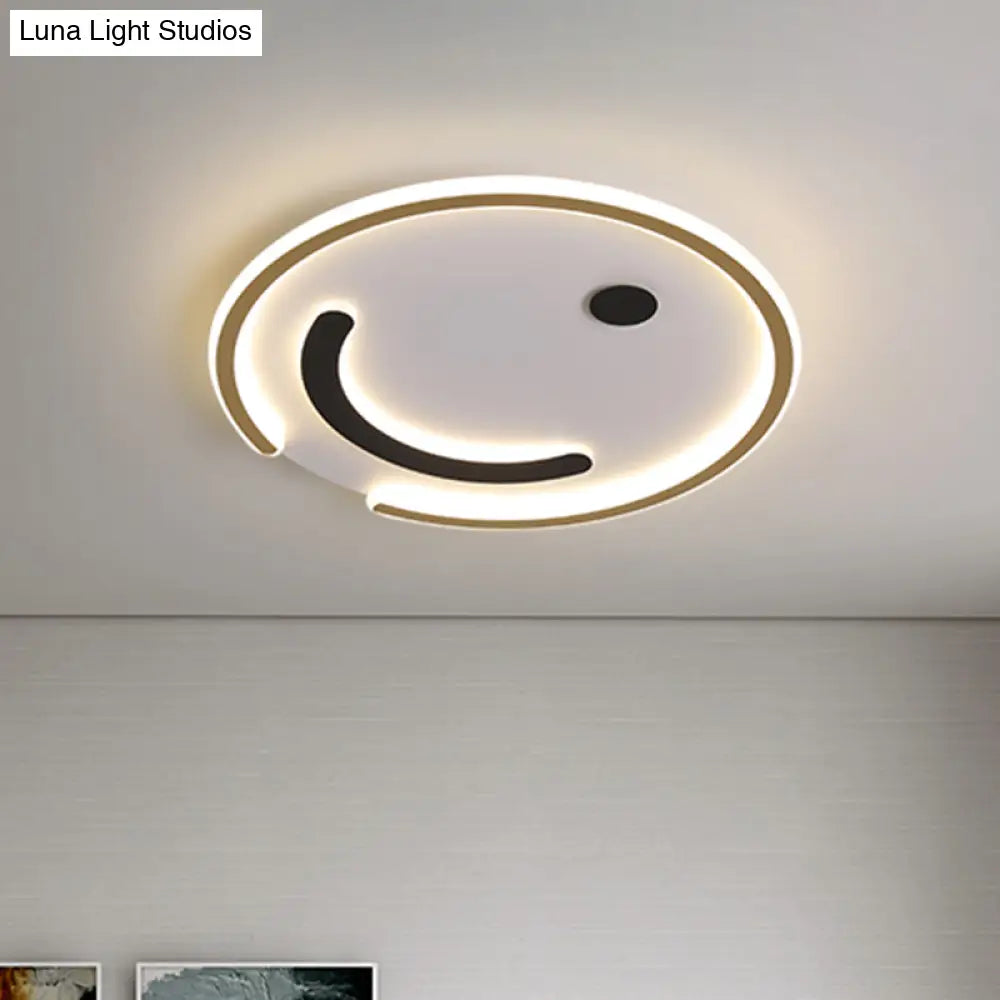 Sleek Round Led Flushmount Lamp In Black/Gold Or White/Warm Light For Bedroom Ceiling