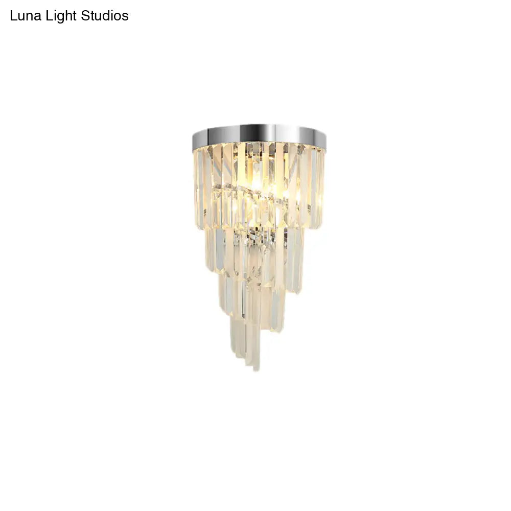 Sleek Spiral Wall Mount Light Metal Lamp With Crystal Accents Ideal For Living Room Décor