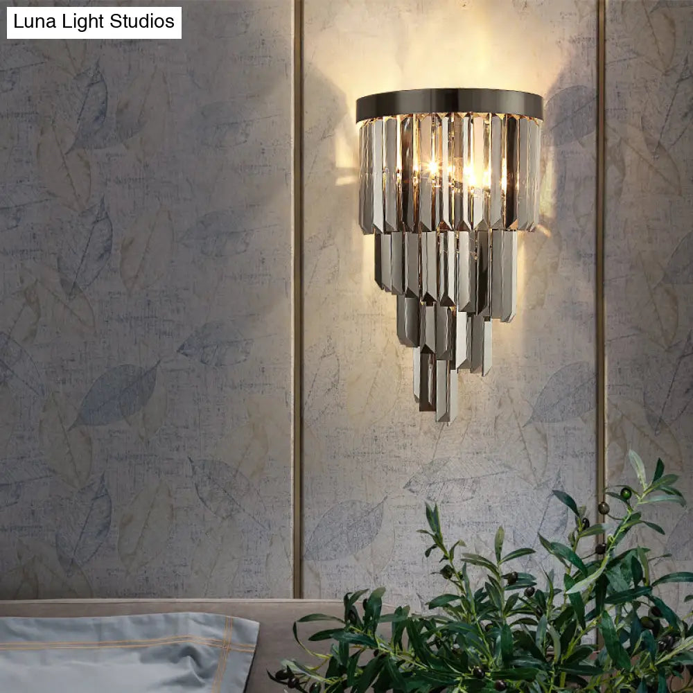 Sleek Spiral Wall Mount Light Metal Lamp With Crystal Accents Ideal For Living Room Décor