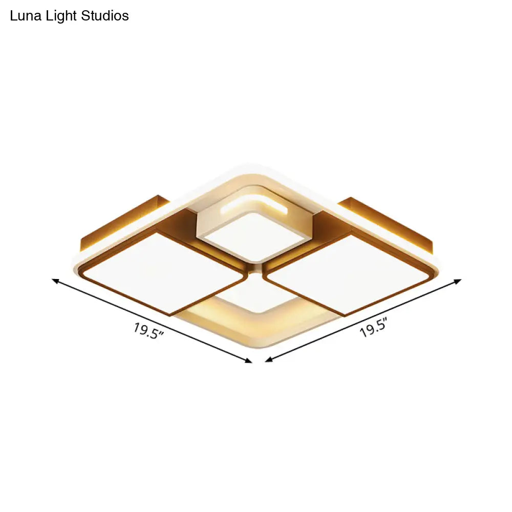 Sleek Square/Rectangle Ceiling Flushmount Led Light Fixture In Black And White Warm/White