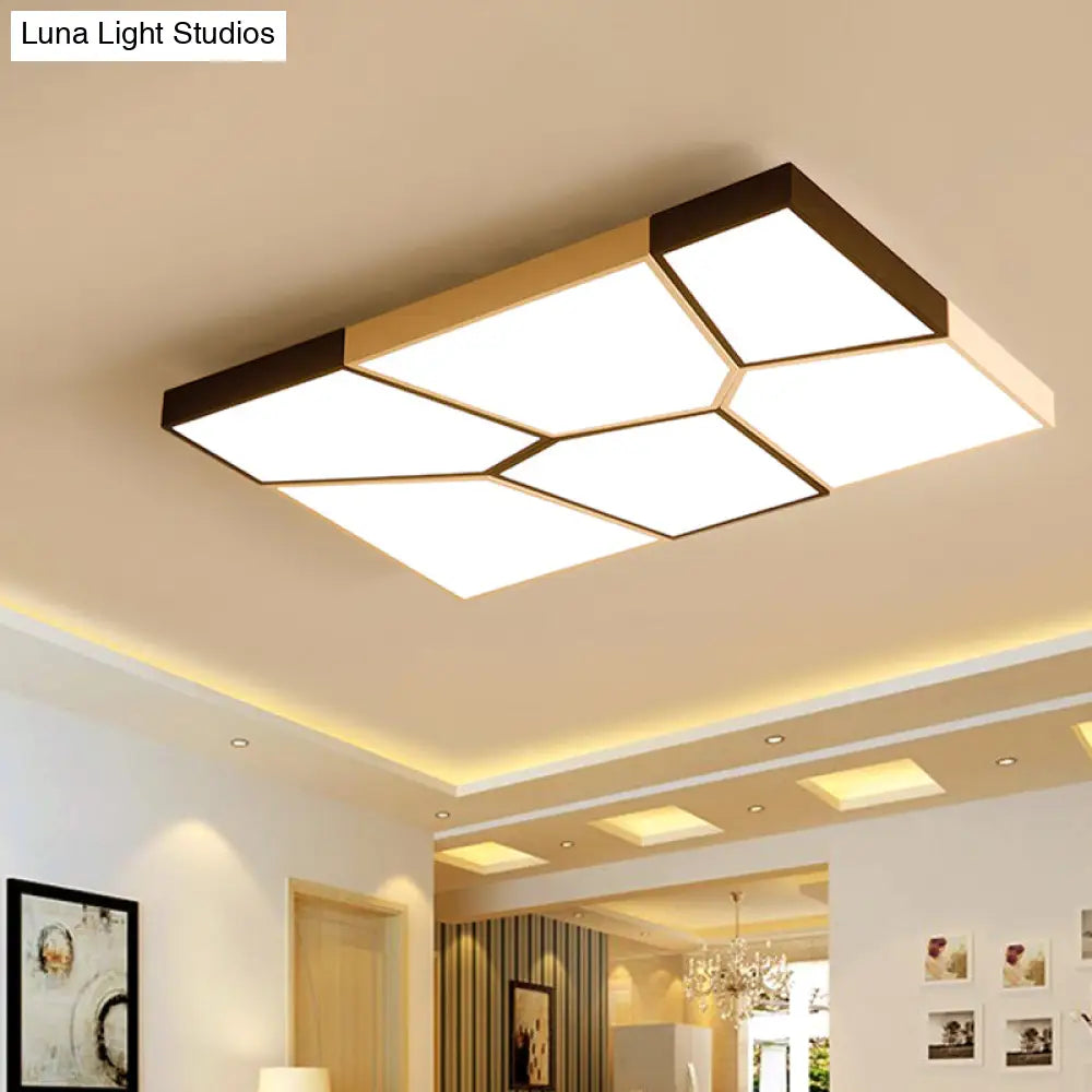 Sleek Squared/Rectangular Flush Mount Led Ceiling Light In Black/White White/Warm - Modern Acrylic