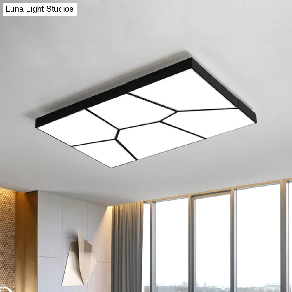 Sleek Squared/Rectangular Flush Mount Led Ceiling Light In Black/White White/Warm - Modern Acrylic