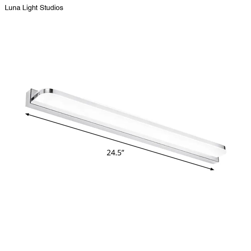 Sleek Stainless Steel Chrome Led Sconce - Rectangular Wall Vanity Light Fixture (16.5/20.5/24.5)
