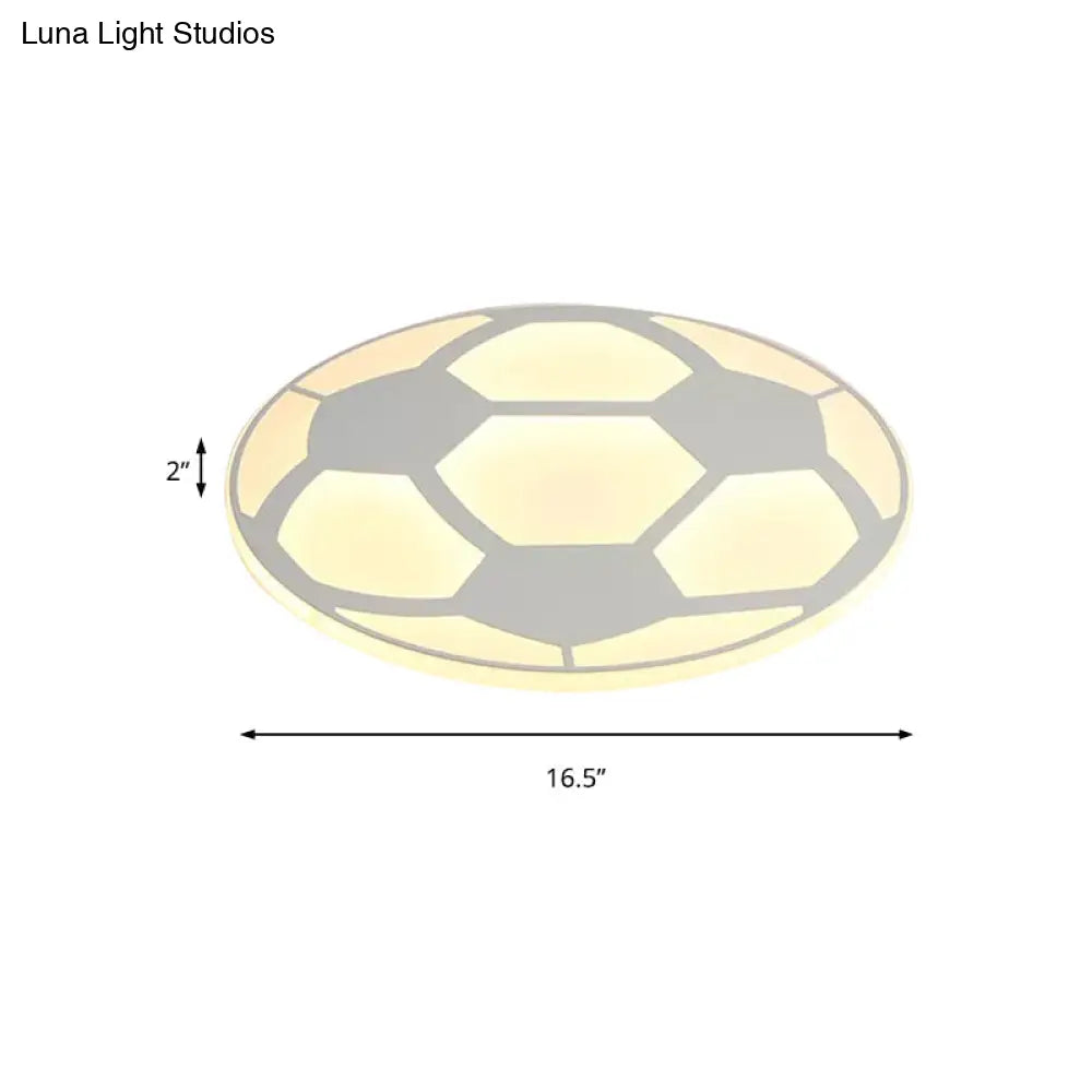 Sleek White Flush Mount Soccer Ceiling Light For Kid’s Bedroom