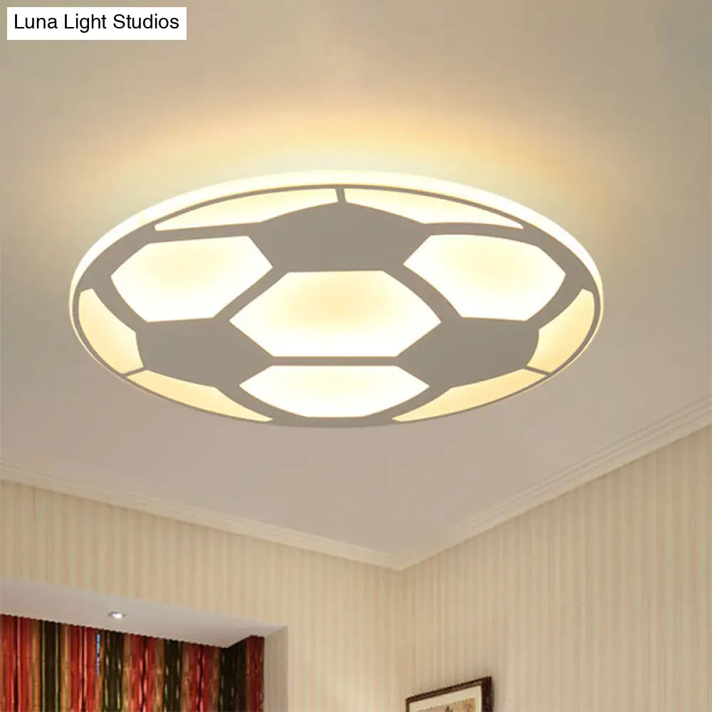 Sleek White Flush Mount Soccer Ceiling Light For Kid’s Bedroom