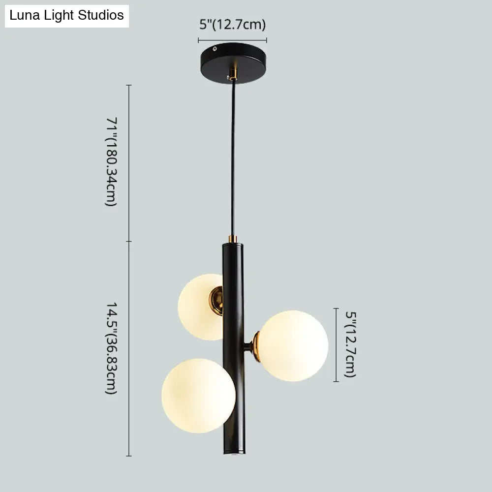 Sleek White Glass Linear Chandelier - Modern Minimalist 3-Light Ceiling Fixture