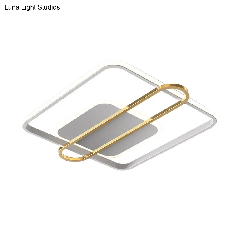 Slim Ceiling Light Fixture: Square And Oblong Simplicity Aluminum Led Flush Mount In