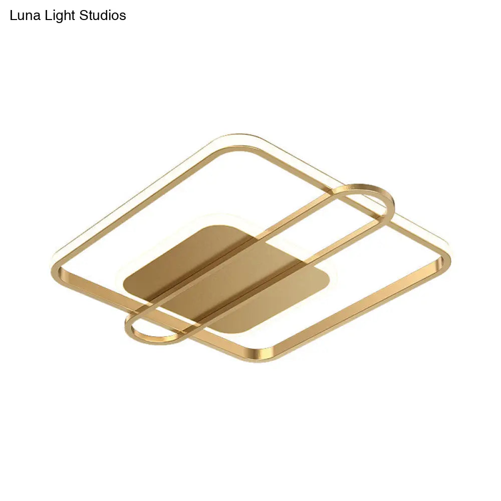 Slim Ceiling Light Fixture: Square And Oblong Simplicity Aluminum Led Flush Mount In