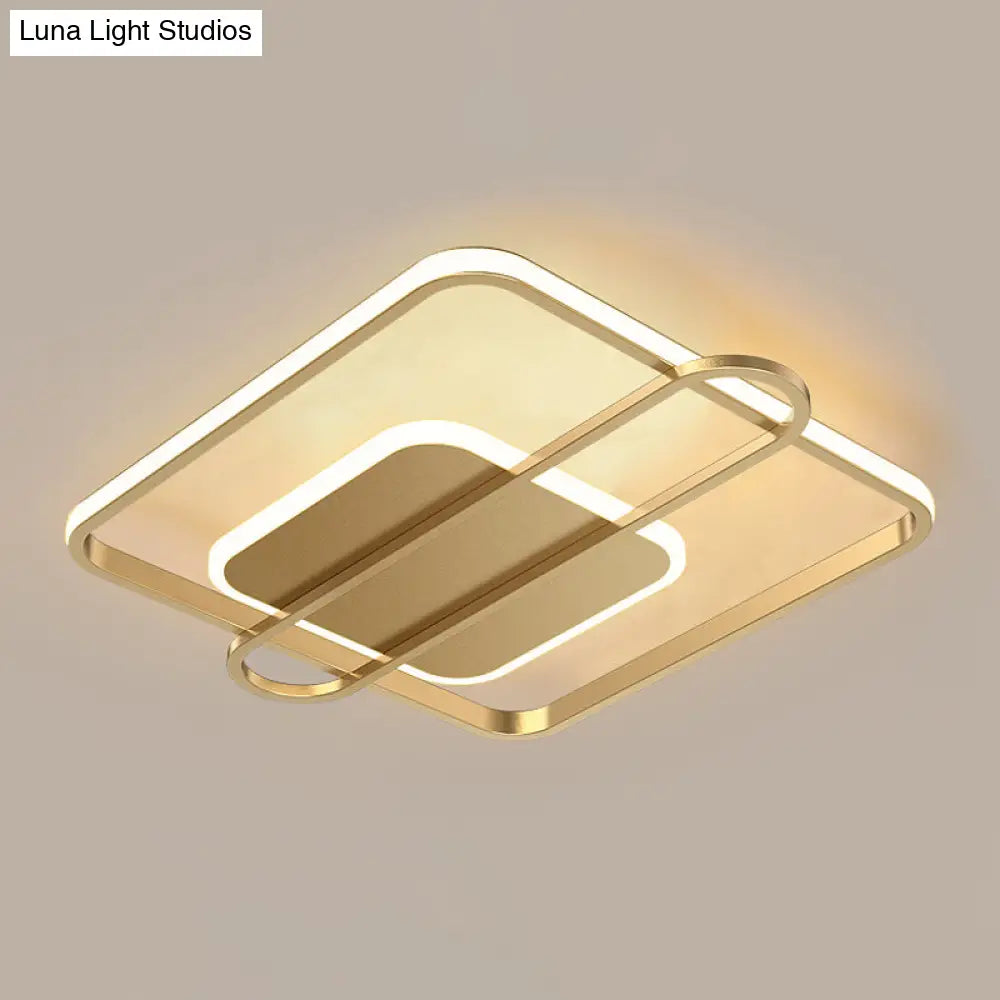 Slim Ceiling Light Fixture: Square And Oblong Simplicity Aluminum Led Flush Mount In