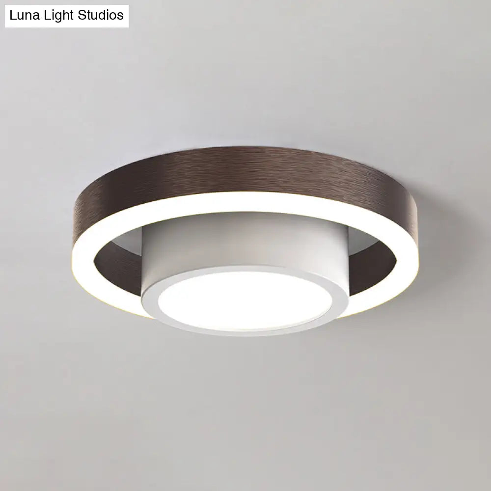 Small Acrylic Ceiling Flush Nordic Led Mount Lighting - Dual Hoop Design Black/Coffee/Gold Ideal
