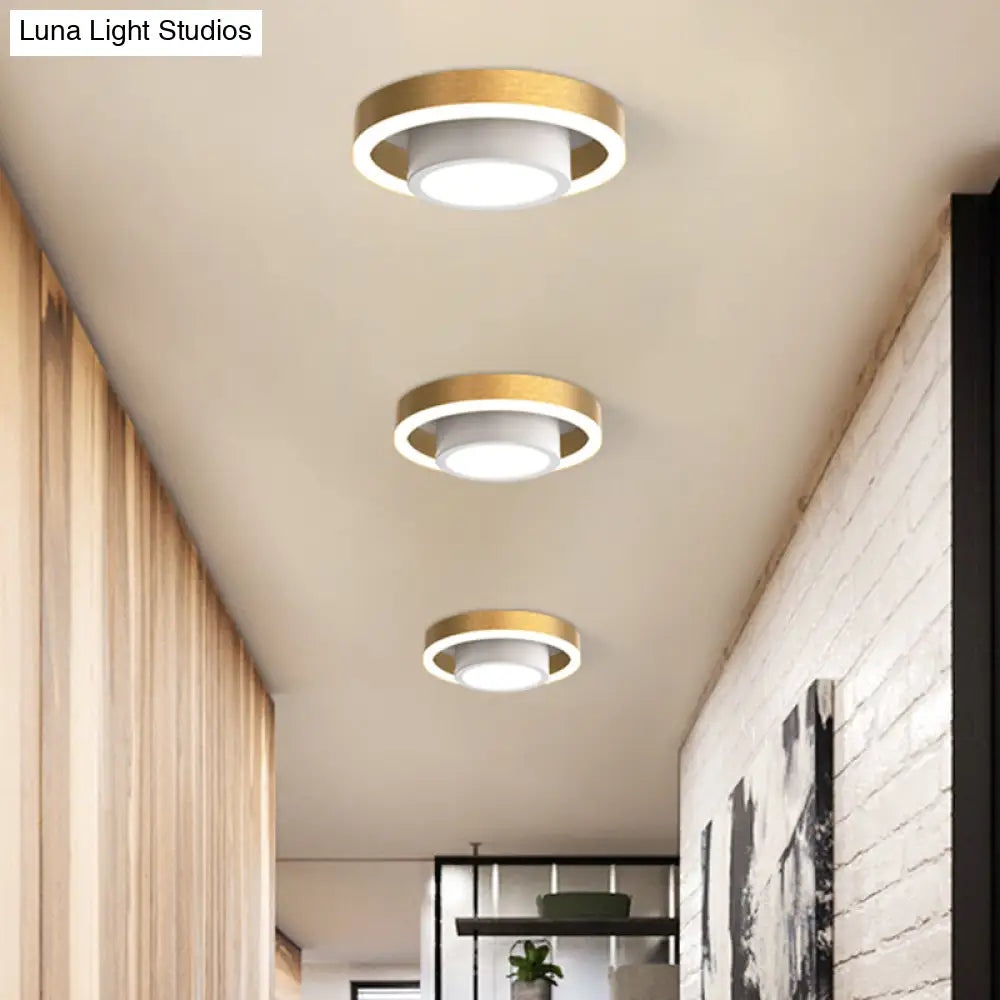 Small Acrylic Ceiling Flush Nordic Led Mount Lighting - Dual Hoop Design Black/Coffee/Gold Ideal