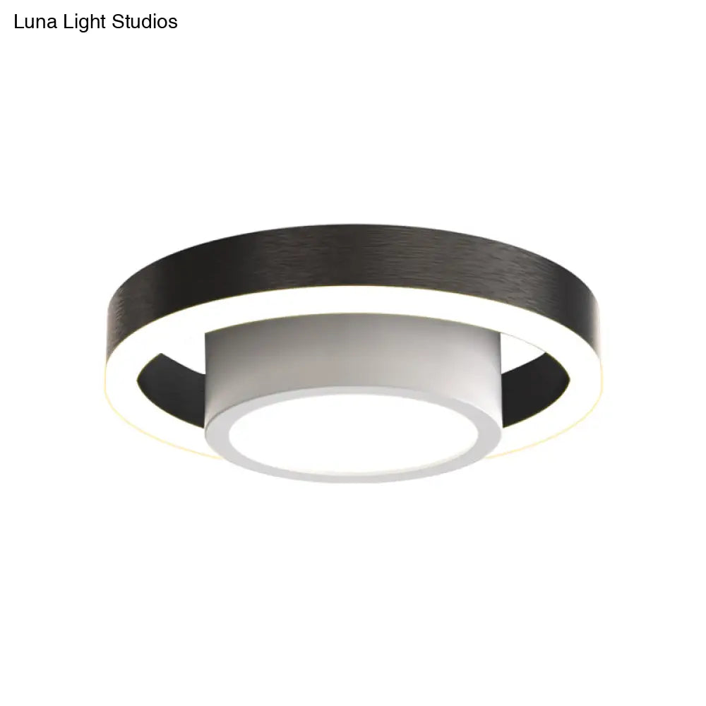 Small Acrylic Ceiling Flush Nordic Led Mount Lighting - Dual Hoop Design Black/Coffee/Gold Ideal