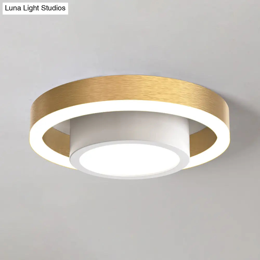 Small Acrylic Ceiling Flush Nordic Led Mount Lighting - Dual Hoop Design Black/Coffee/Gold Ideal