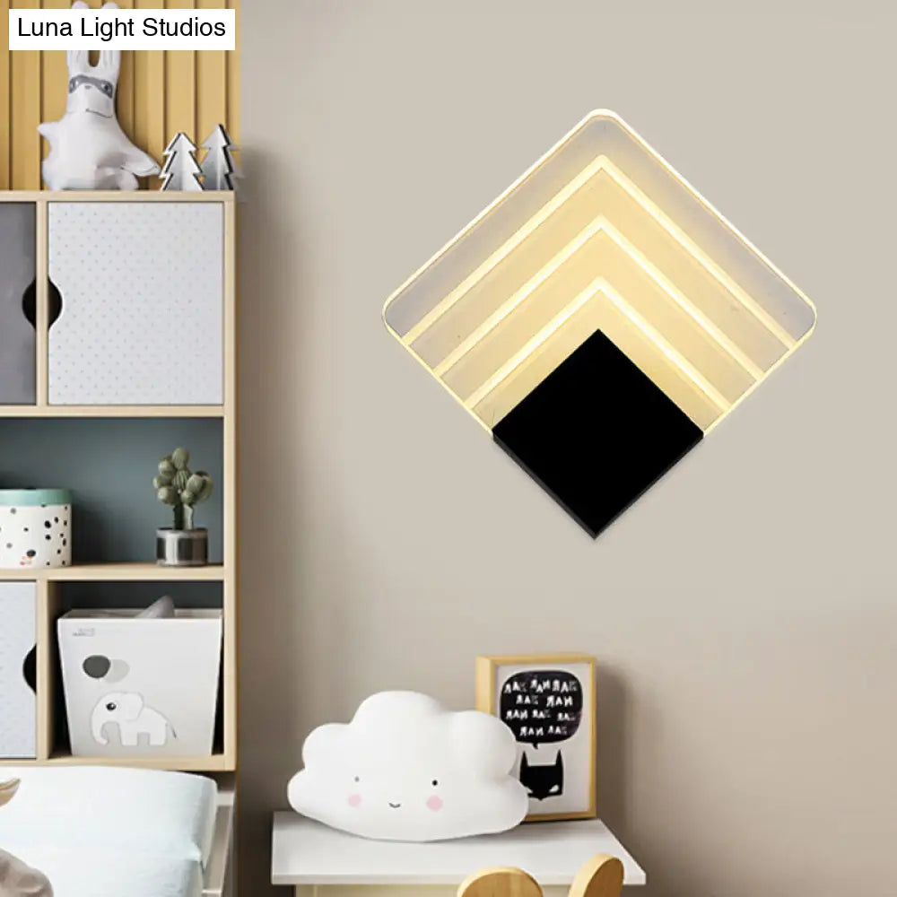 Square Led Wall Sconce - 5.5/8 Width Acrylic Light Aged Silver/Black Finish