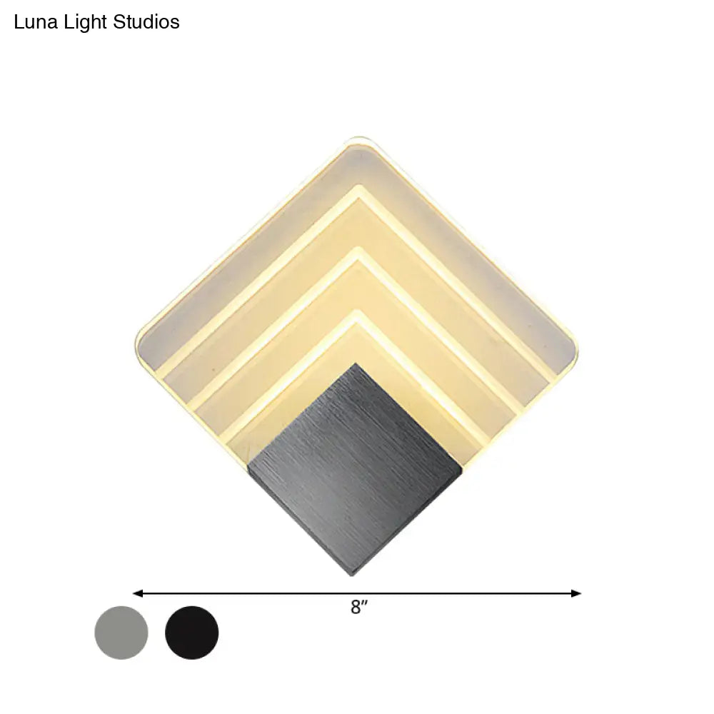 Square Led Wall Sconce - 5.5/8 Width Acrylic Light Aged Silver/Black Finish