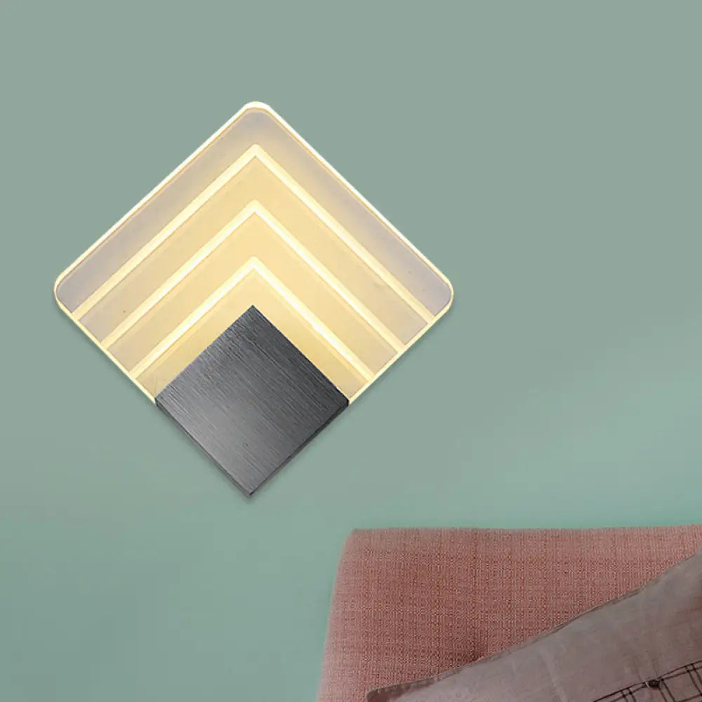 Square Led Wall Sconce - 5.5/8 Width Acrylic Light Aged Silver/Black Finish Silver / 5.5