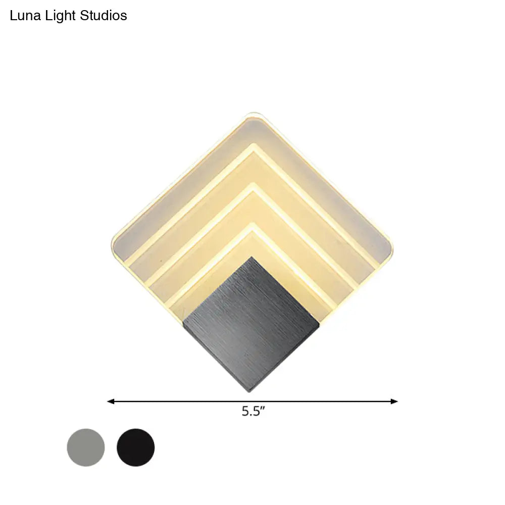 Square Led Wall Sconce - 5.5/8 Width Acrylic Light Aged Silver/Black Finish