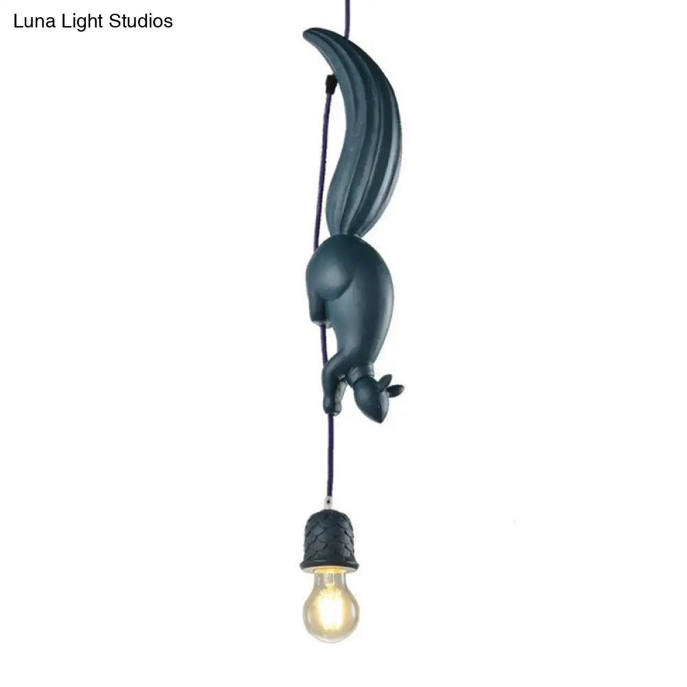 Squirrel And Pinecone Pendant Lamp: Resin Hanging Light Fixture - 1 Head Dining Room Decor